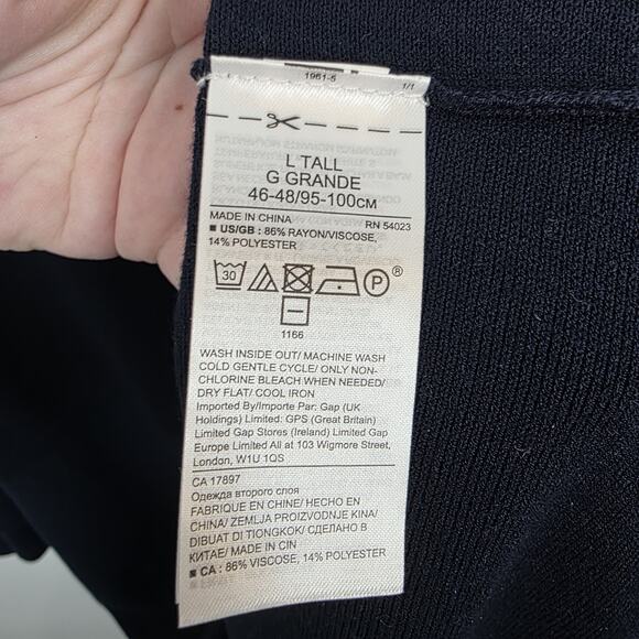 Banana Republic Navy Knit Handkerchief Long Sleeve Midi Dress Size L Tall - Picture 6 of 9